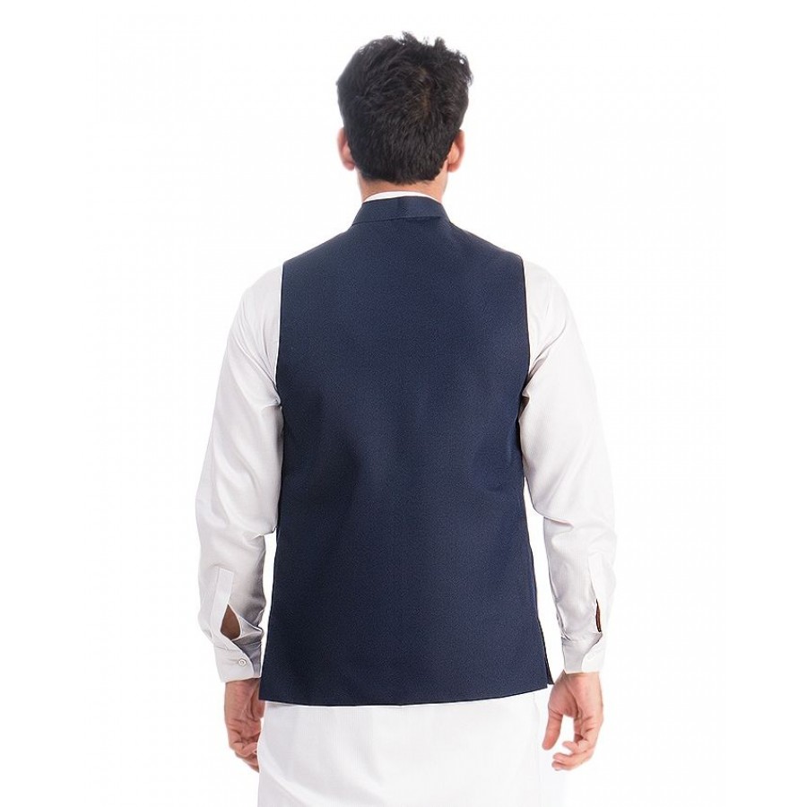 Kamaal Khan Navy Blue West Coat For Men - KK-30